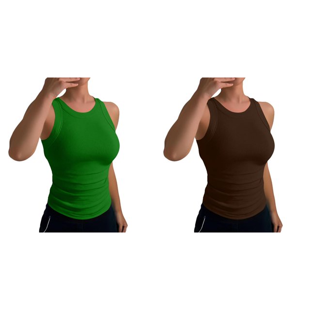 (2-Pack) Rinsvye Womens Sleeveless Vest Top Basic Tank Blouse Layering Clothing Summer Must Have Wardrobe Staple