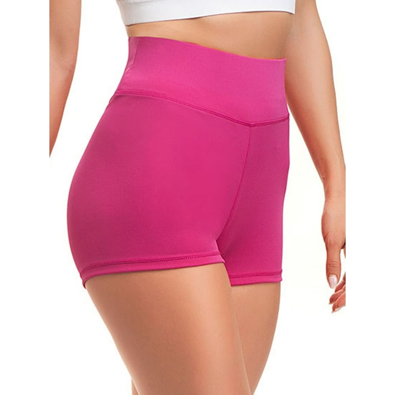 Women's Workout Shorts for Women High Waist Ruched Running Yoga Short Gym  Sports Tight Pants Rose Red