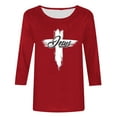 thumbnail image 4 of nerohusy Cute Easter Tops for Women 3/4 Sleeves,Easter Shirts for Women Christian Religious Cross Graphic Tee Tops Fashion 3/4 Sleeve Tunic Tshirt Spring Crewneck Blouses, 4 of 4