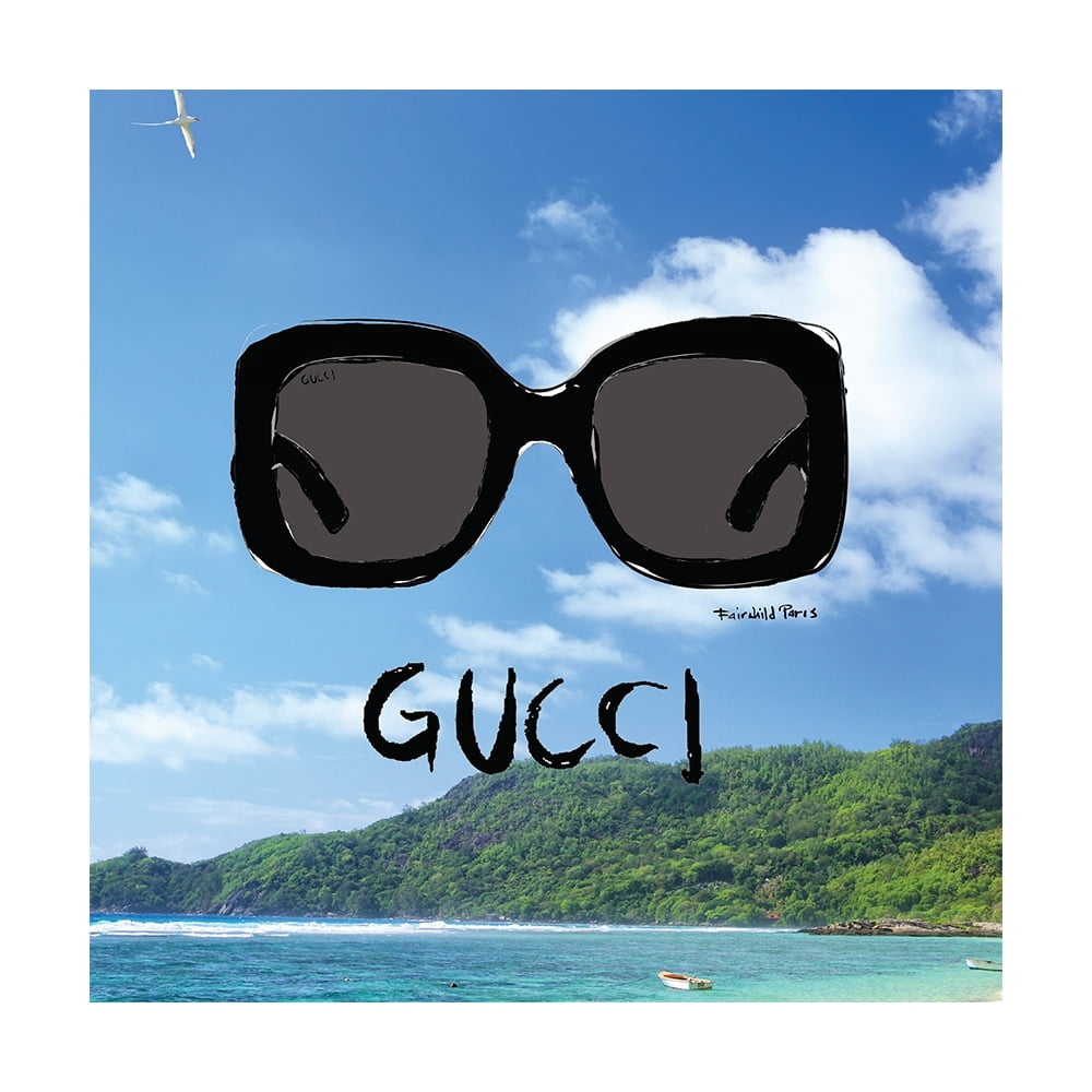 FASHION GLAM SUNGLASSES AT THE BEACH - 14"x14" Canvas Artwork 16 x 20