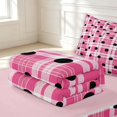 thumbnail image 6 of Manfei Modern Checkered Zipper Twin Comforter Sets with Fitted Sheet and 2 Pillowcases,Minimalist Polka Dot Zipper Bedding Set,Pink White,Pink Reversible,4pcs, 6 of 8