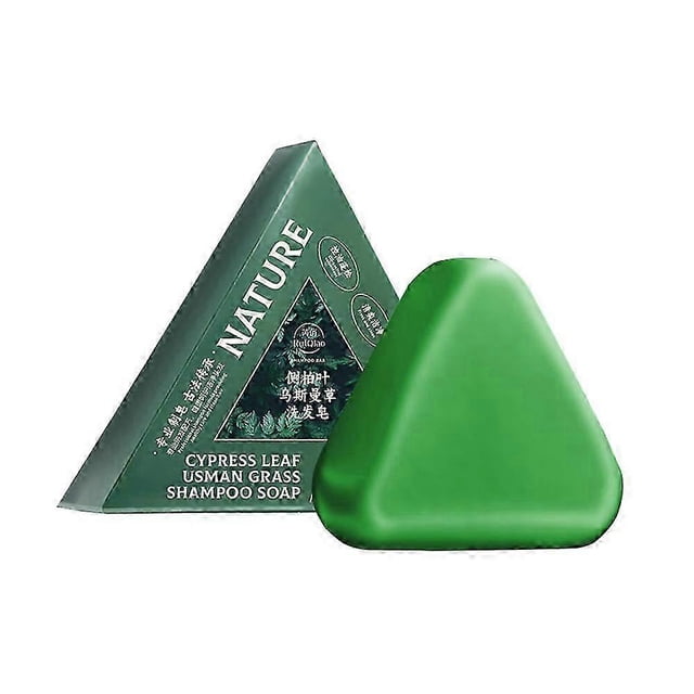1-3x Nature Triangle Shampoo Bar, Nature Seven Green Soap Shampoo, Natural Usman Grass Shampoo Bar, Calming & Strengthens Hair for Women and Men