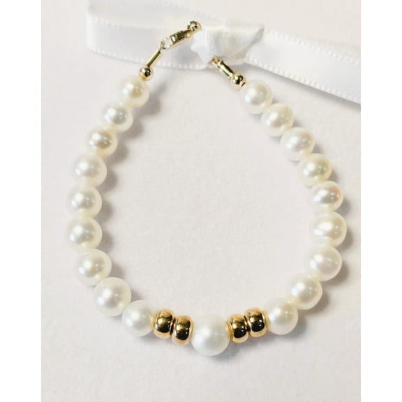 14 KT Mindy Harris Freshwater Pearl Princess Roundel Bracelet