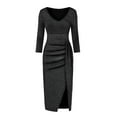 Women's Formal Dress Clearance Women Fashion V-Neck High Slit Dress