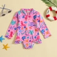 Toddler Swimsuit Girl Summer Long Sleeve Cartoon Marine Print Fashion