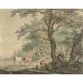 thumbnail image 2 of Pieter Gerardus van Os 24x20 Black Ornate Framed Double Matted Museum Art Print Titled: Landscape with Two Shepherds with Cattle (1797), 2 of 5