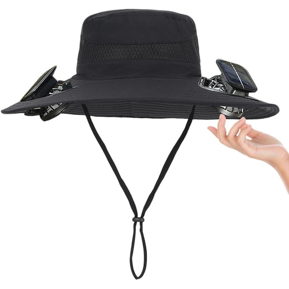 Fishing Hat with Built in Solar Fan - UPF 50  Wide Brim Cooling Sun Hat for Men Women, Summer Fan Hat for Fishing Hiking Camping Hunting