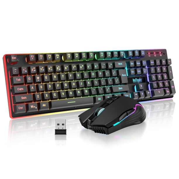 Combo inalámbrico de teclado y mouse gamer RedThunder K10 RGB