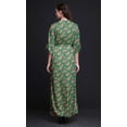 thumbnail image 4 of Bimba Rayon Leaves & Peony Floral Printed Gown Kimono Sleeves Summer Long Maxi SlitÂ&nbsp;Dress-Small, 4 of 6
