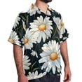 thumbnail image 2 of Daisy Men's Short Sleeve Poplin Shirt, Casual Printed Button Down Top for Summer Beach, Spread Collar Unisex Beach Shirt, 2 of 6