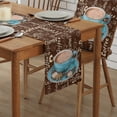 thumbnail image 2 of Table Runner Dresser Scarves 72 Inch Long, Blue Coffee Set with Beans Sugar Linen Dining Table Runners Quote on Vintage Rustic Brown Tabletop Scarf for Wedding Holiday Party Kitchen, 2 of 7