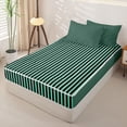 thumbnail image 3 of Castle Fairy Abstract Vertical Stripe Zipper Full Size Comforter Sets with Fitted Sheet and 2 Pillowcases,Minimalist Thin Line Zipper Bedding Set,Mint Green Black,Reversible, 3 of 5