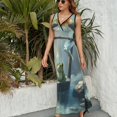 thumbnail image 3 of Vestido Largo Sin Mangas Para Mujer, Frog in The Pond Traje Informal Para Cumpleaños, Verano, 3 of 5