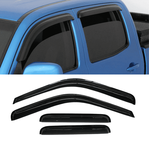 4pcs Window Visor Rain Guards compatible with 1999-2016 Ford F250 F350 F450 Crew Cab, Dark Smoke Wind Deflectors, UV-Resistant