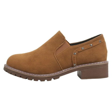 OJSFQUFP Non Slip Shoes for Women Women Shoes Thick Heel Thick Soled Short Boots Fashionable One Foot Outdoor Casual Short Boots Booties for Women Brown 39