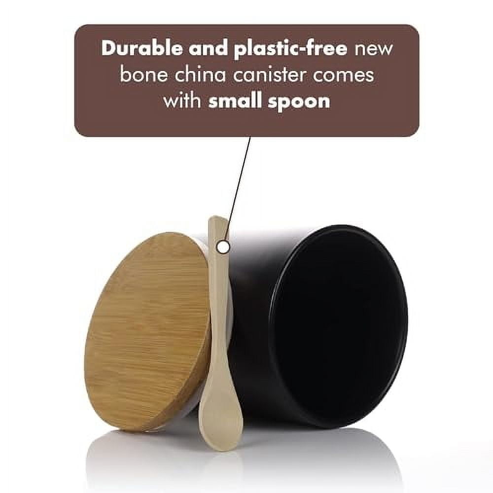 ARTHAUSEN Ceramic Storage Jar Canister - Airtight Bamboo Lid w/Silicone Seal - Modern Design for Kitchen Counter or Bathroom (Black 1080mL)