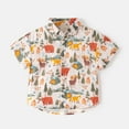 thumbnail image 2 of Boy Tops Size 8 Button Down Short Sleeve T-Shirt Trendy Cartoon Dinosaur Print Gentleman Tops Toddler Baby Boy Clothes Yellow,8-9 Years, 2 of 4