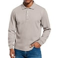 thumbnail image 2 of QHRMKOG Golf Polos for Men Hiking Quick Dry Long Sleeve Collared Polo Shirt Trendy Loose Fit Button Golf Shirt Light Tops Gray M, 2 of 8