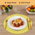 thumbnail image 4 of Yellow Moire Waves Round 15 Inch Placemats Set of 6, Modern Abstract Art Geometric HeatResistant Non Slip Place Mats for Dining Table, Wipeable Braided Kitchen Table Mats for Housewarming, 4 of 9