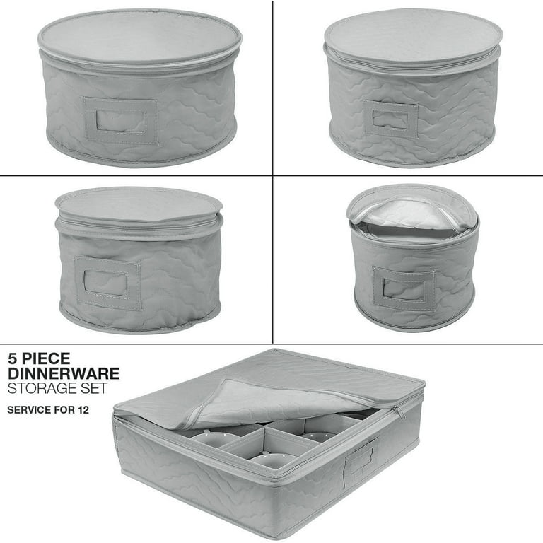 Sorbus 5-Piece China Dinnerware Storage Set - Grey