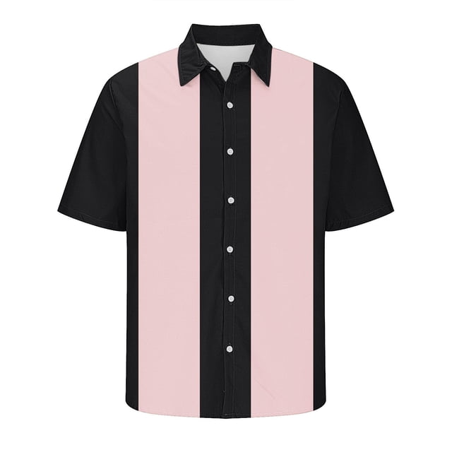 ameIAEA Button Down Short Sleeve Shirts for Men Summer Casual Color Block Collar Beach Shirts