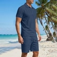 thumbnail image 6 of SOOMLON Mens Beach Outfits Sets Big and Tall Short Sleeve Collared Shirts Drawstring Shorts Lightweight Two Piece Sets, 6 of 8
