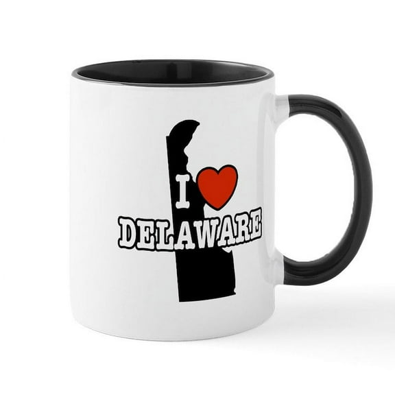 CafePress - I Love Delaware Mug - 11 oz Ceramic Mug - Novelty Coffee Tea Cup