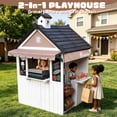 thumbnail image 2 of COCLUB Kids Outdoor Playhouse, 2-In-1 Grocery Store Pretend Play and Backyard Grill Station, Outside Wood Playhouse W/ Play Food Cash Register, Chalkboard and Mailbox for Boys Girls Ages 4-8, White, 2 of 9