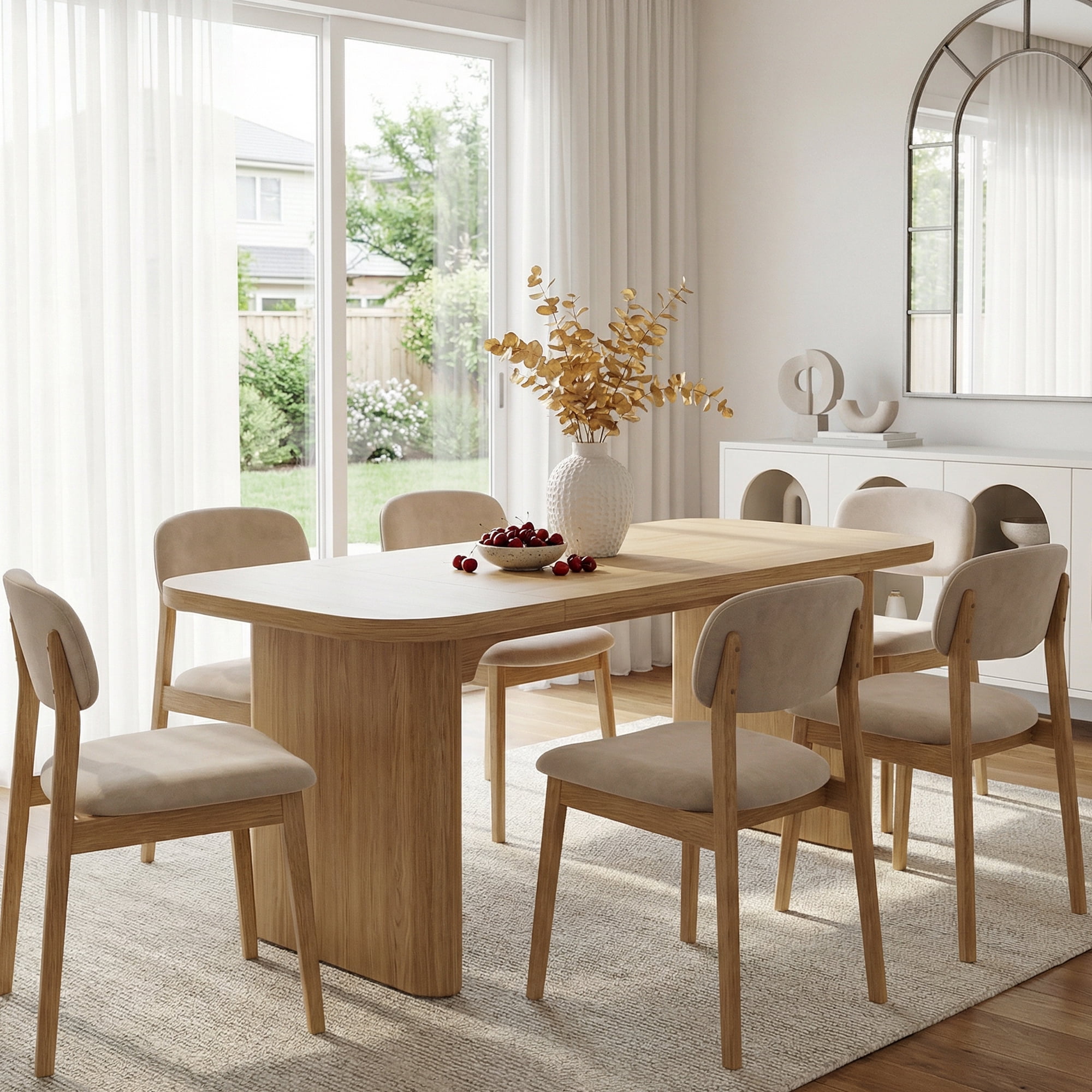 MAYEERTY 62 Inch Rectangular Dining Table, Simple Kitchen Dinner Table with Engineered Wood Column Legs for 4 to 6 People