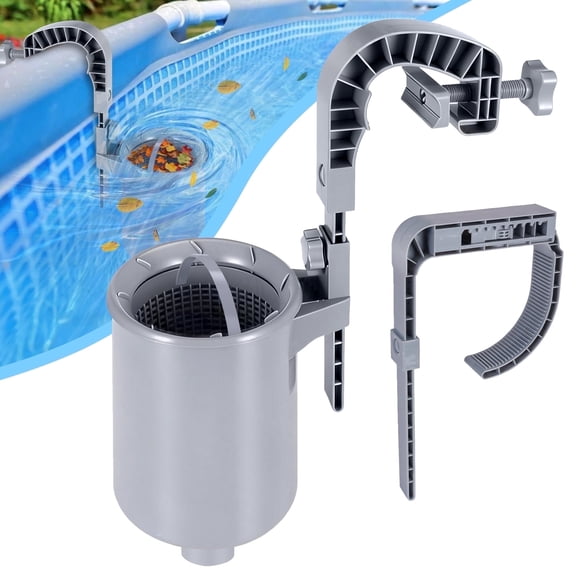 Toodour Pool Surface Skimmer, Wall-Mounted Automatic Pool Skimmer with Clean Debris Basket, Adjustable Height Bracket, Suitable for Above Ground Pool