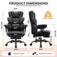 thumbnail image 2 of COOLHUT Big and Tall Office Chair 500lbs, Heavy Duty Ergonomic Office Desk Chair with Deluxe Embossing PU Leather with Footrest, Executive Gaming Chair with Lumbar Support, Black, 2 of 8