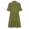 thumbnail image 6 of Women Casual Dresses Summer V-Neck Dress Short Sleeve Button Lace Loose Casual Dress Regular Size Polyester Fabric Wedding Embellished Dress Style-562 Green m, 6 of 7