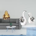 thumbnail image 2 of MERIGLARE Maitreya Buddha Sculpture Laughing Buddha Statue Feng Shui Ornament Anniversary Party Swan Figurines Living Room Decor Crafts Swan Lover Table Centerpiece Book Shelf Decoration, 2 of 8