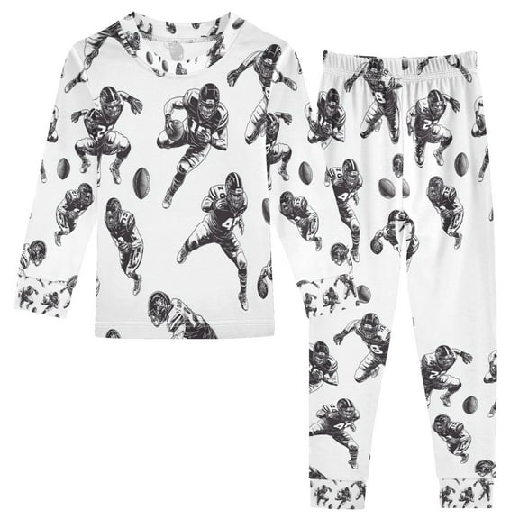 FORMRS Long Sleeve Top and Pants Pajama Set for Niños 2-Piece Sleepwear, Sizes 18M-8Y, Football Player Pattern