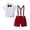 V18-Red, variant on WhouRiu Boys Summer Outfits Short Sleeve Dress Shirts Suspender Shorts Sets Baby Gentleman Clothes
