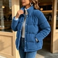 thumbnail image 5 of IUYRTFE Women's Corduroy Quilted Coat with Pockets Button Down Stand Collar Winter Warm Outerwear, 5 of 6