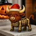 thumbnail image 3 of Shoreew Halloween Highland Cow Figurine Spooky Skeleton Cow Statue Resin Calf Sculpture Tableop Ornament for Porch Lawn Home Kitchen Tiered Tray Decor, 3 of 7