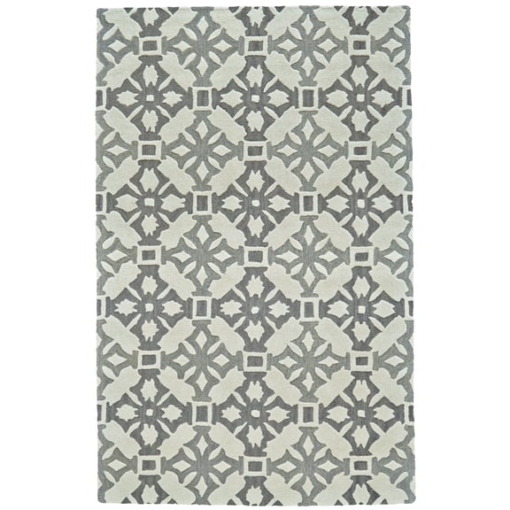 Feizy Ella Transitional Geometric, Gray/Ivory, 5' x 8' Area Rug, Easy Care Stain Resistant Kid Friendly, Area Rug for Living Room and Bedroom