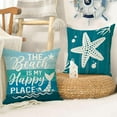 thumbnail image 6 of Summer Sea Horse Starfish Decorative Throw Pillow Covers 18x18 Set of 4, Life is Better at The Beach Coastal Blue Porch Outdoor Pillowcase, Nautical Farmhouse Rustic Cushion Case Home Decor, 6 of 6