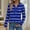 Blue, variant on Women's Tops Plus Size 3X Long Sleeve Casual Printed V-Neck Long Sleeve T-shirt Blouse Zipper Tops