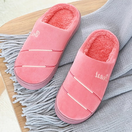 

MRULIC slippers for women Womens Slippers For Womens Men Warm Shoes Soft Plush House Slippers Flip Flop house slippers for women Red + US:8