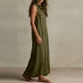 thumbnail image 3 of Lmueinov Women's Cotton-Linen Blend Sleeveless Button Down Shirt Maxi Dress, Collared Casual Long Dress with Pockets S-2XL, 3 of 3
