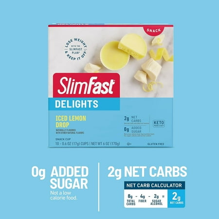 SlimFast Keto Iced Lemon Drop Snack Cup, 14 Count
