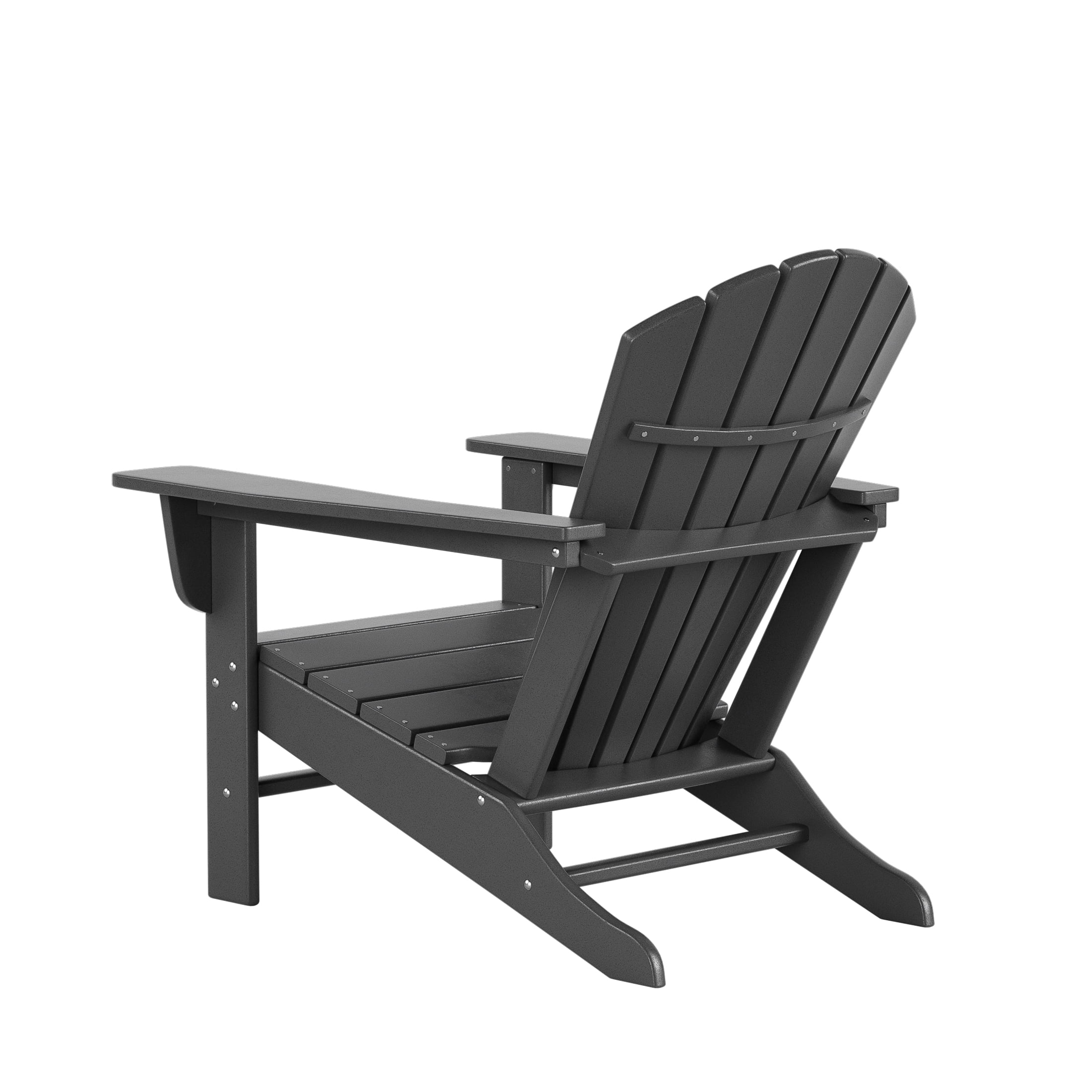 WestinTrends Dylan Adirondack Chairs Set of 2, All Weather Poly Lumber Outdoor Patio Chairs, Seashell Slat Curved Back, Widen Seat Armrest, Color Stay, Imitation Wood Texture, Gray