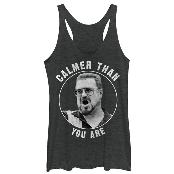 Women's The Big Lebowski Walter Calmer Than You  Racerback Tank Top Black Heather X Small