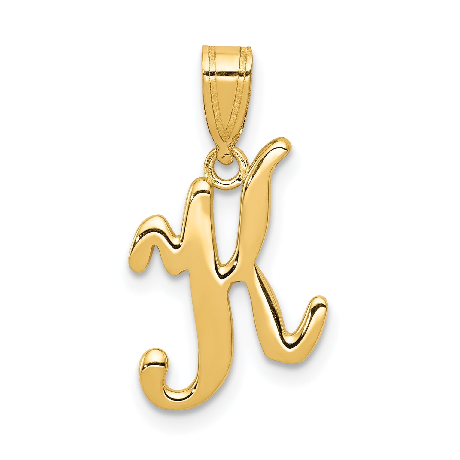 14k Yellow Gold J Script Initial Monogram Name Letter Pendant Charm 