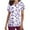 Purple, variant on Ladies Tops and Blouses Casual Fashion Printed Short Sleeve V-Neck Pocket Work Top