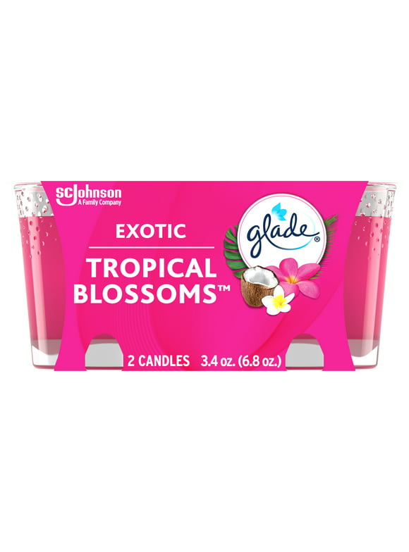 Glade Candle, Infused with Essential Oils, Exotic Tropical Blossoms, 2 Count