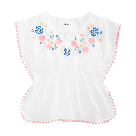 Epic Threads Little Girls Embroidered Caftan Top Bright White 6X