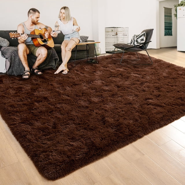 Alfombra esponjosa ISEAU Soft Shaggy para habitación infantil, marrón, 160 x 240 cm